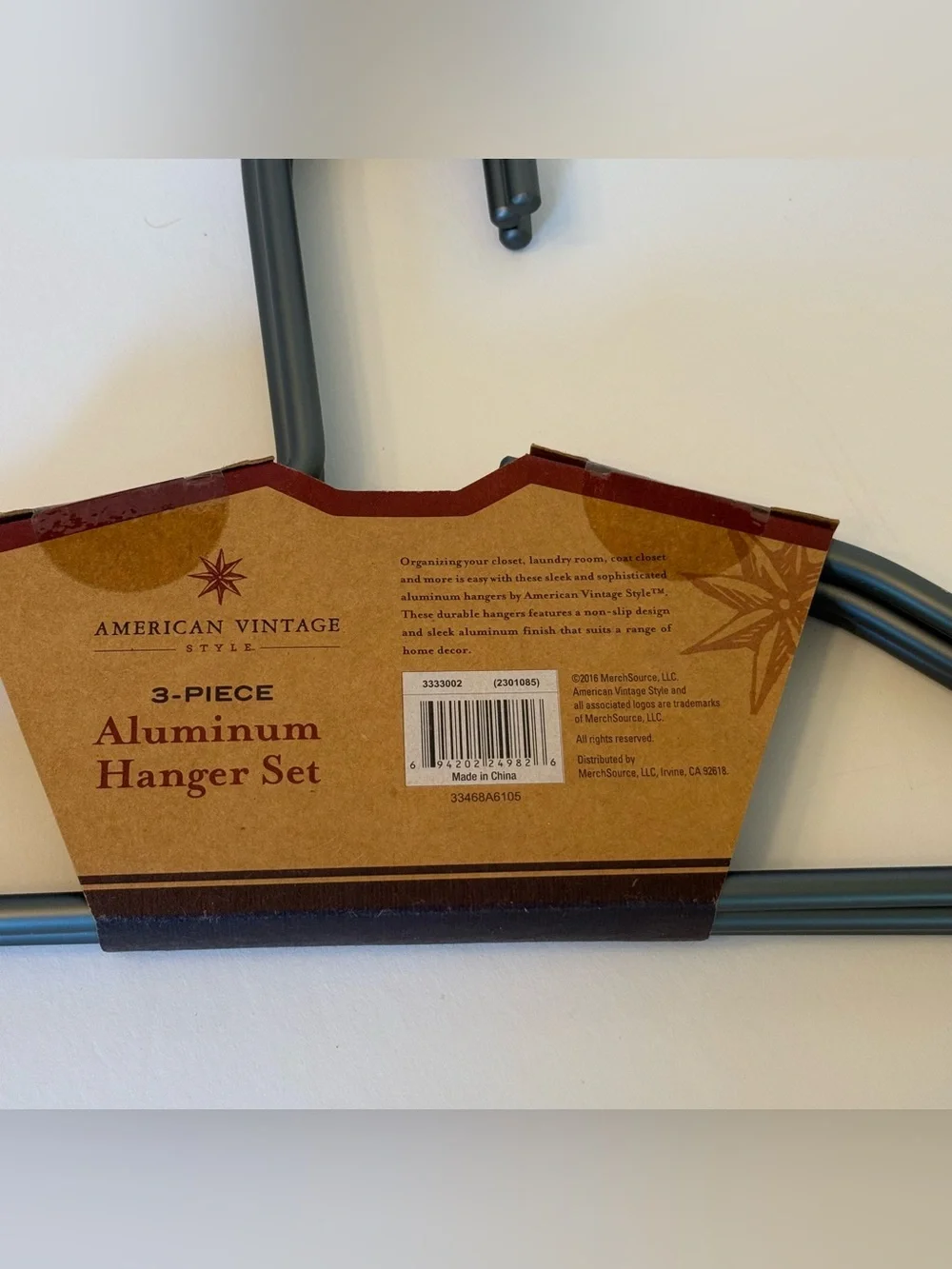 American Vintage Style 3-Piece Aluminum Hanger Set - New #1